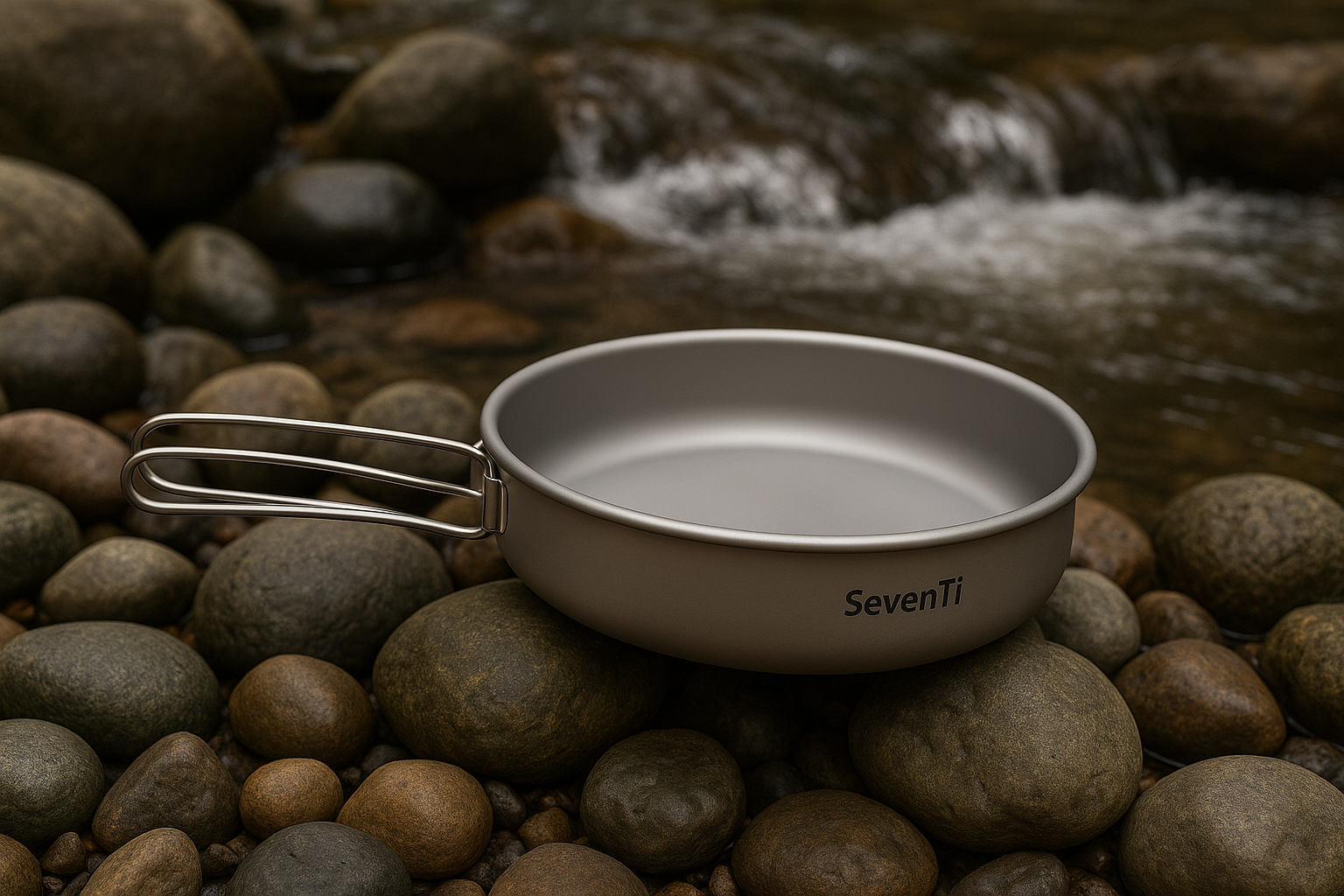 Ultralight non-stick titanium pan with fold-out handles