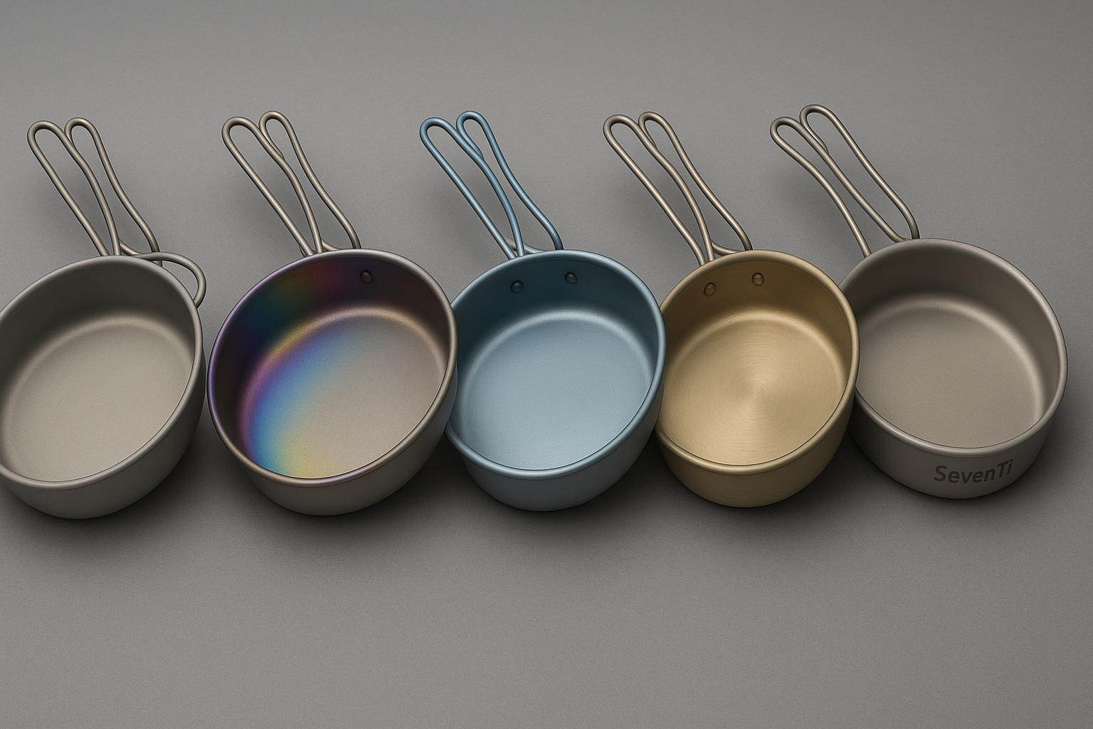 Custom anodized titanium pans lineup