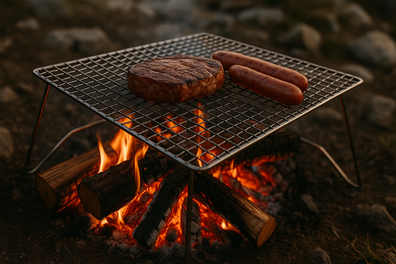 Titanium grill over flame