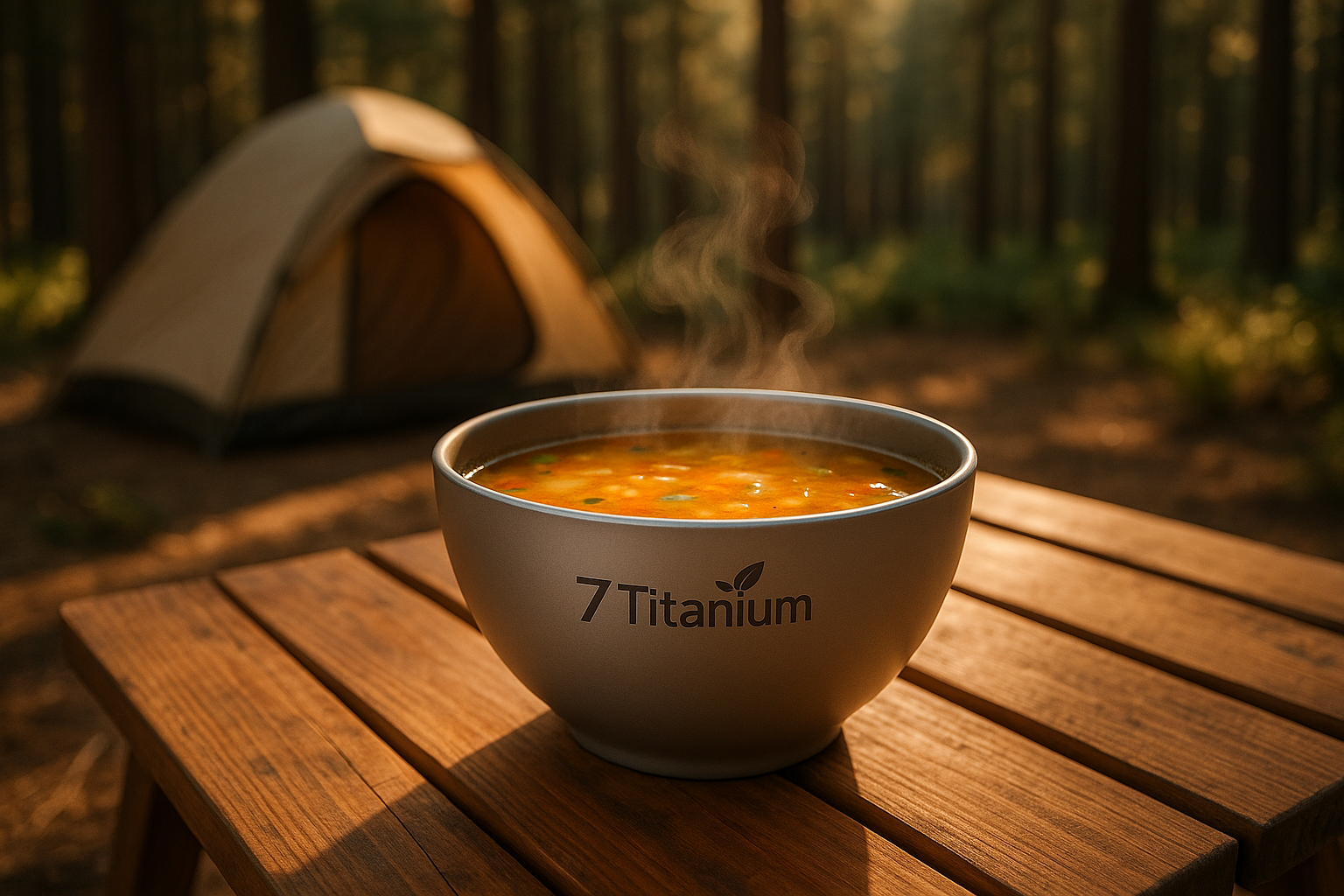 Titanium bowl used during outdoor camping