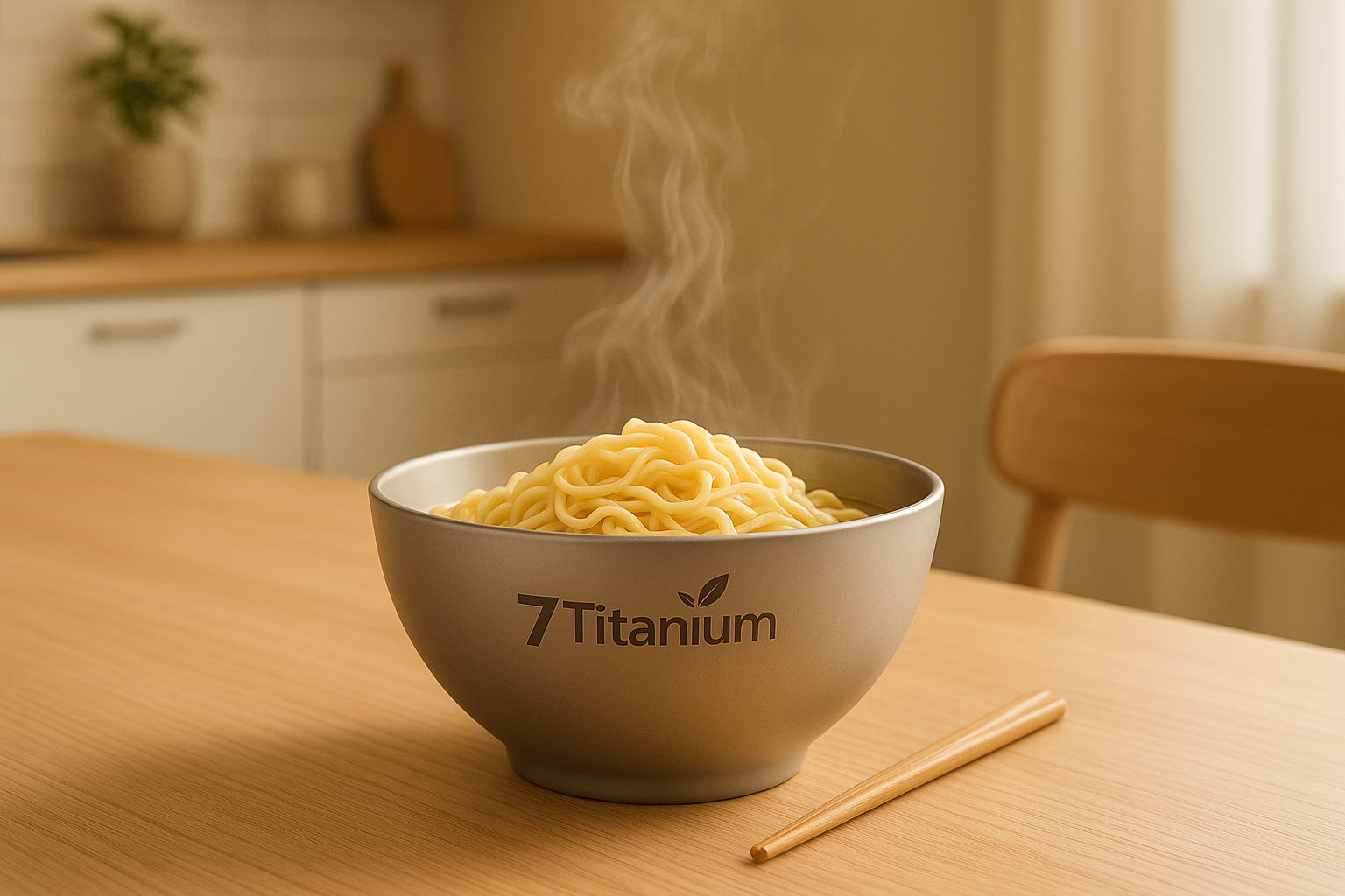 Titanium bowl used at home for hot soup or noodles