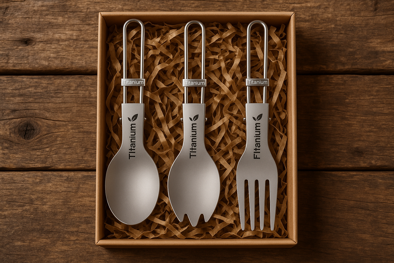 OEM gift box packaging for titanium folding cutlery set