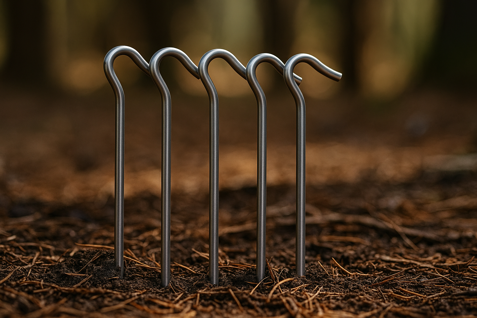 Titanium Tent Pegs Outdoor Grounded Scene