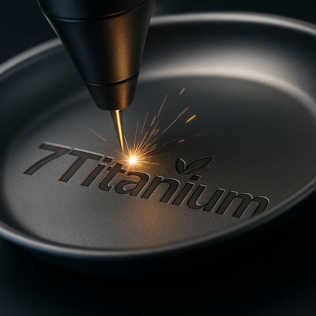 Laser logo engraving on titanium plate