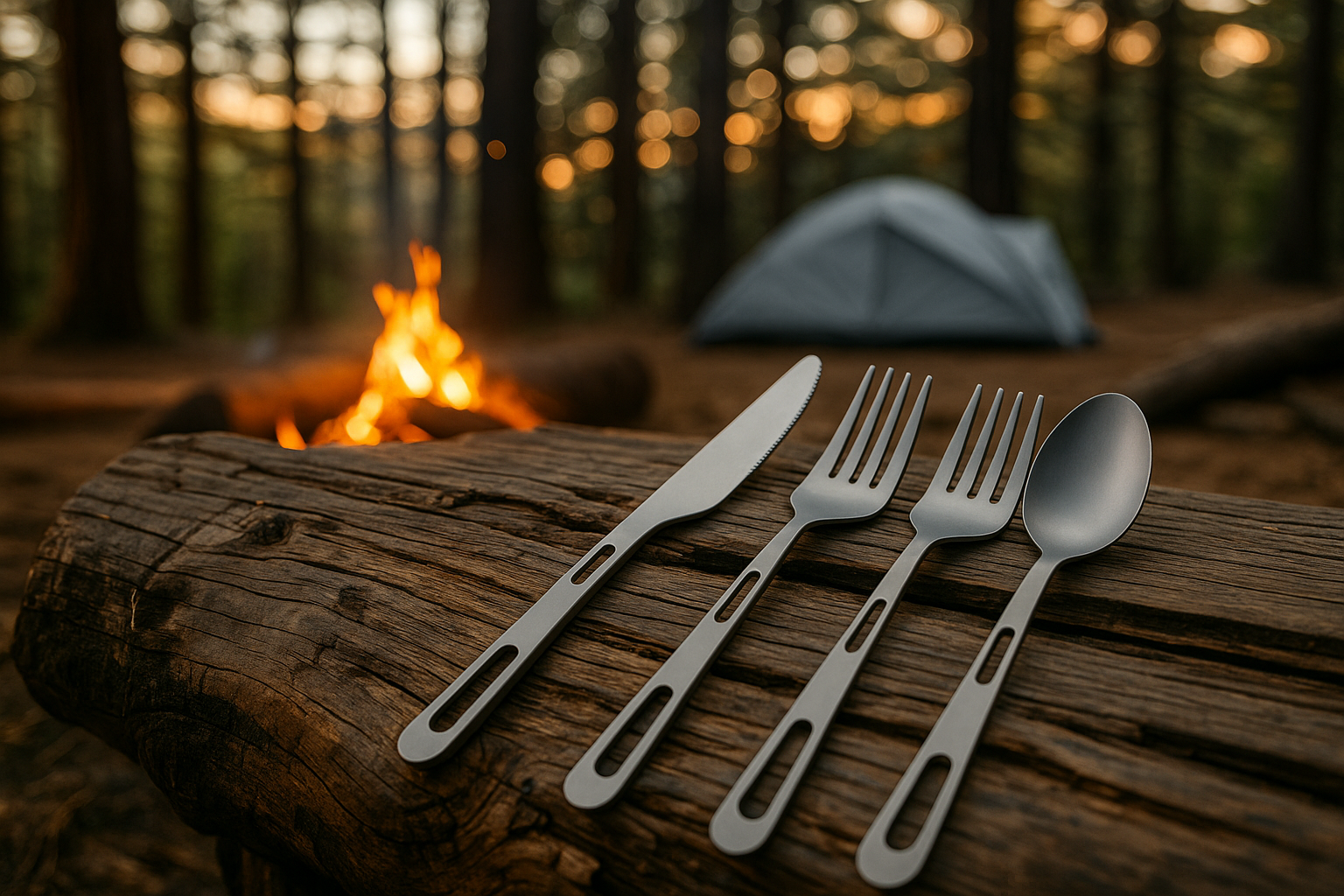 Camping use with titanium cutlery