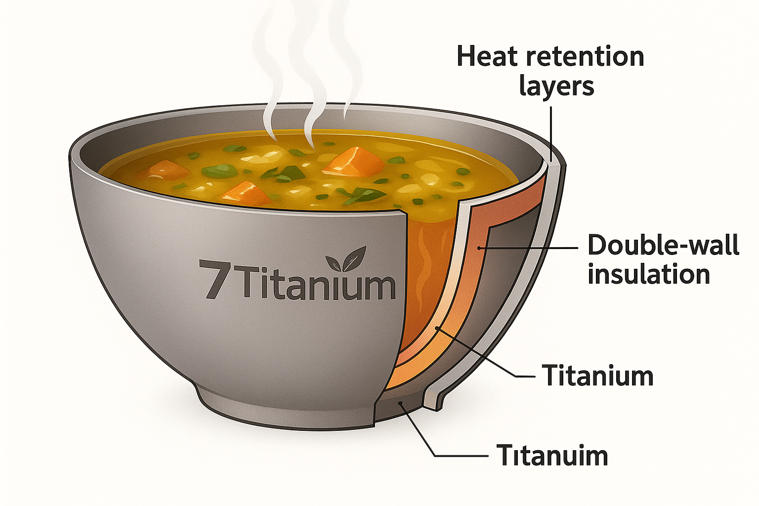 Double-wall insulation keeps food warm