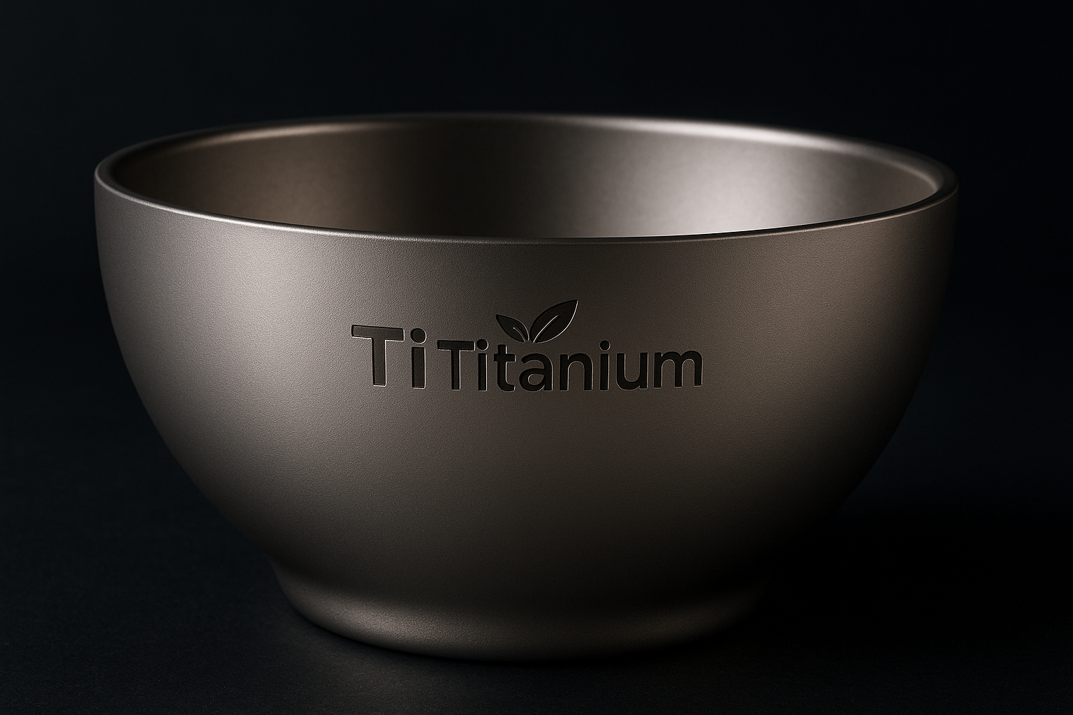 Laser logo engraving on titanium bowl