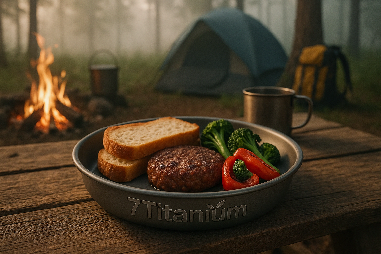 Titanium plate used during outdoor camping and hiking