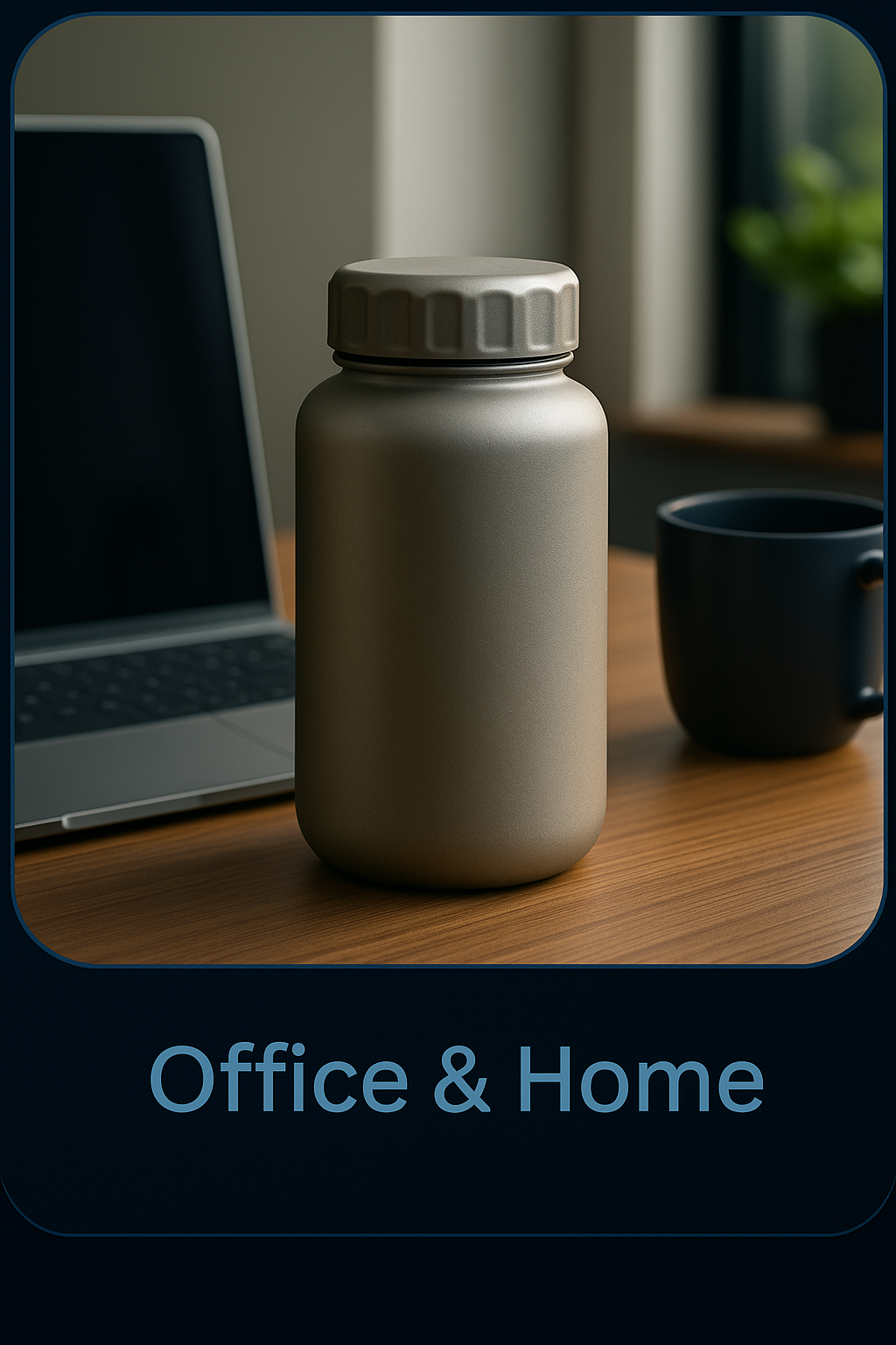 Titanium bottle for office, desk use, and home hydration