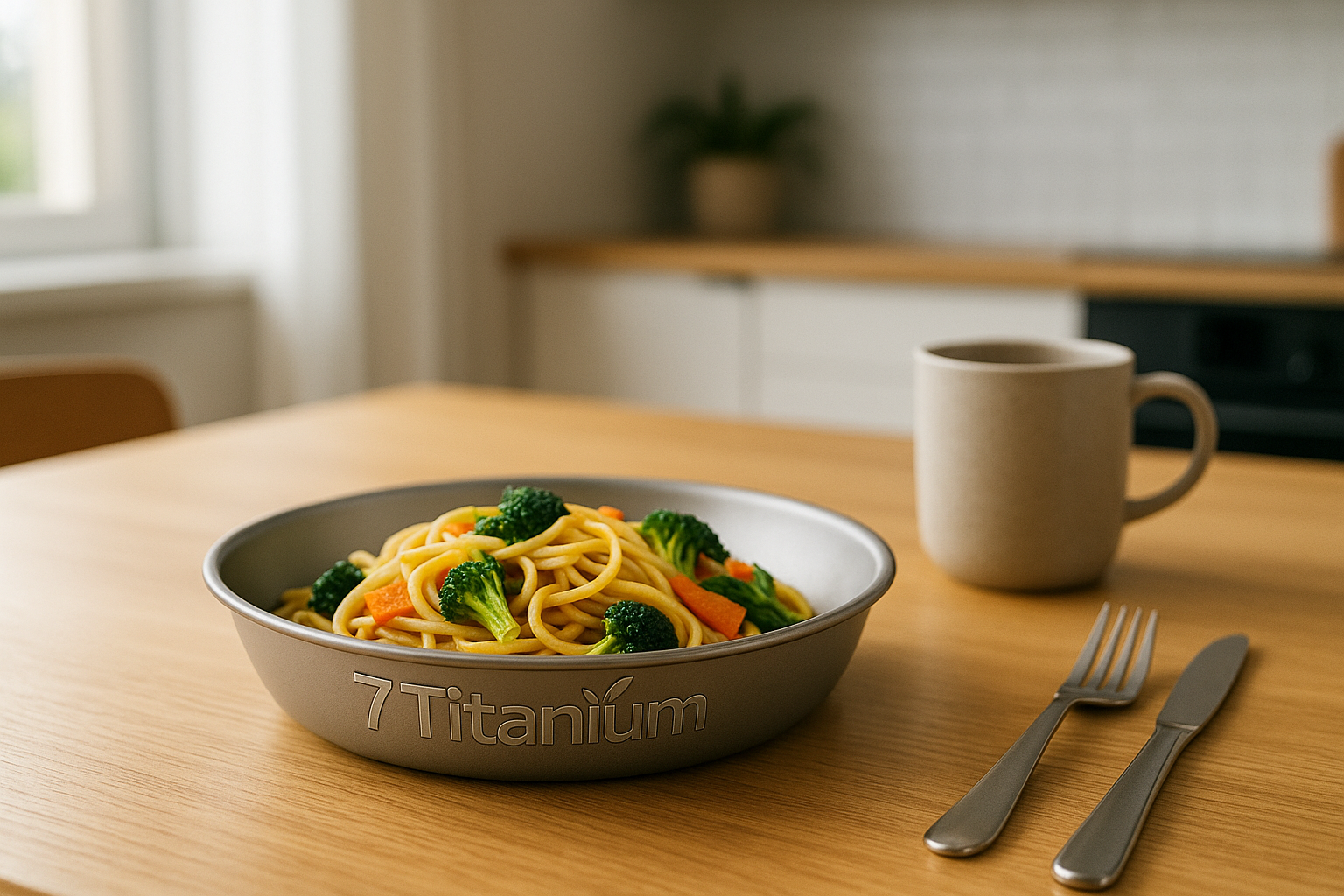 Titanium plate used for home noodles and meals