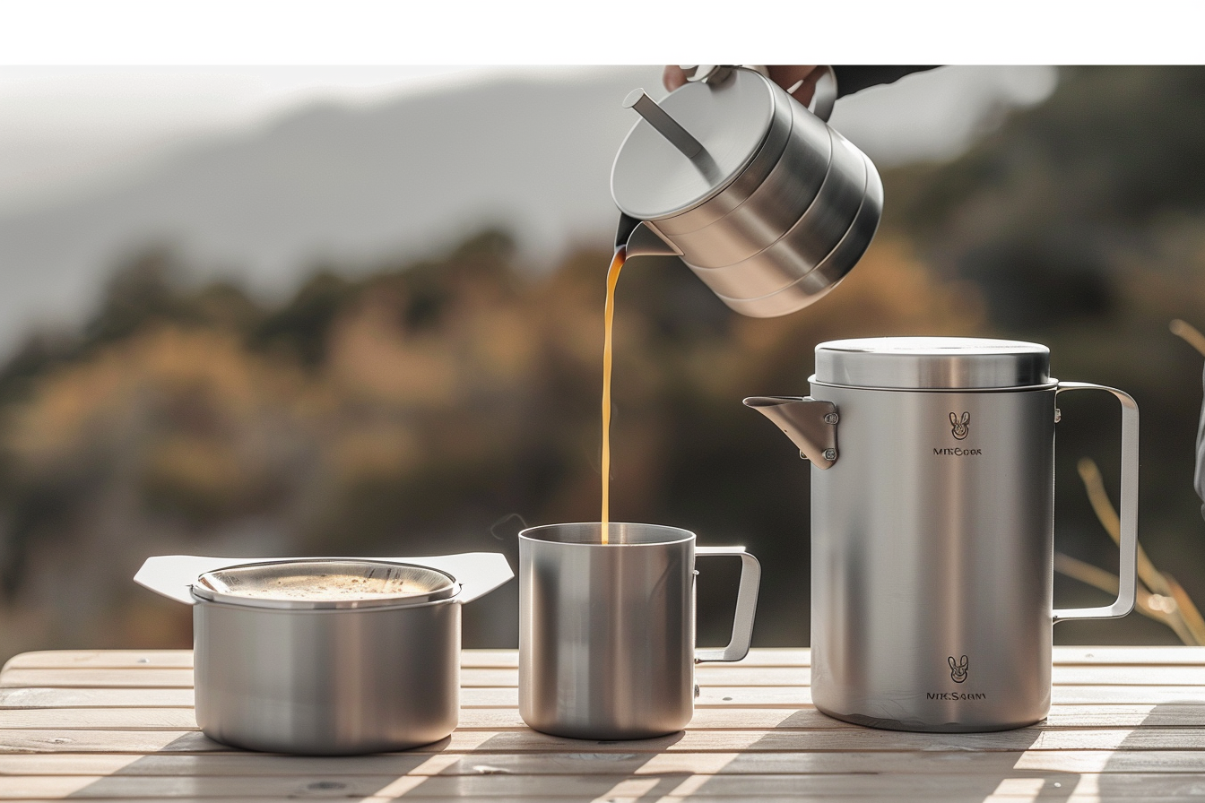 Titanium pot at an outdoor café station