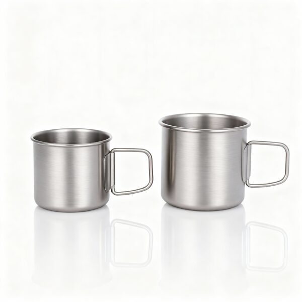 Ultra-Detailed Square 1 1 Product Photography Of A Single Titanium Cup, Geometrically Identical To Reference Image. Mate