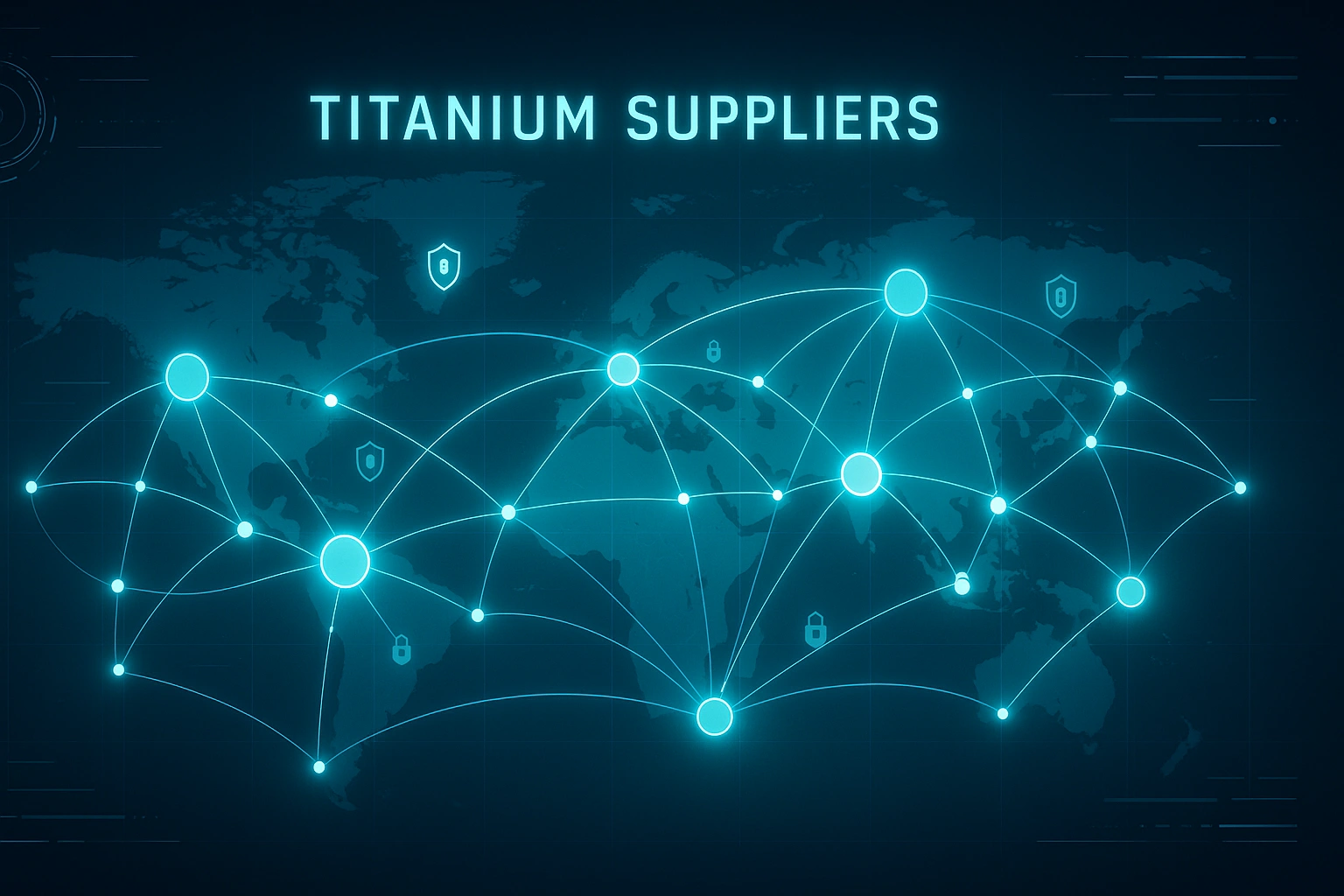 Illustration of a diversified titanium supply chain network with global nodes and protected links