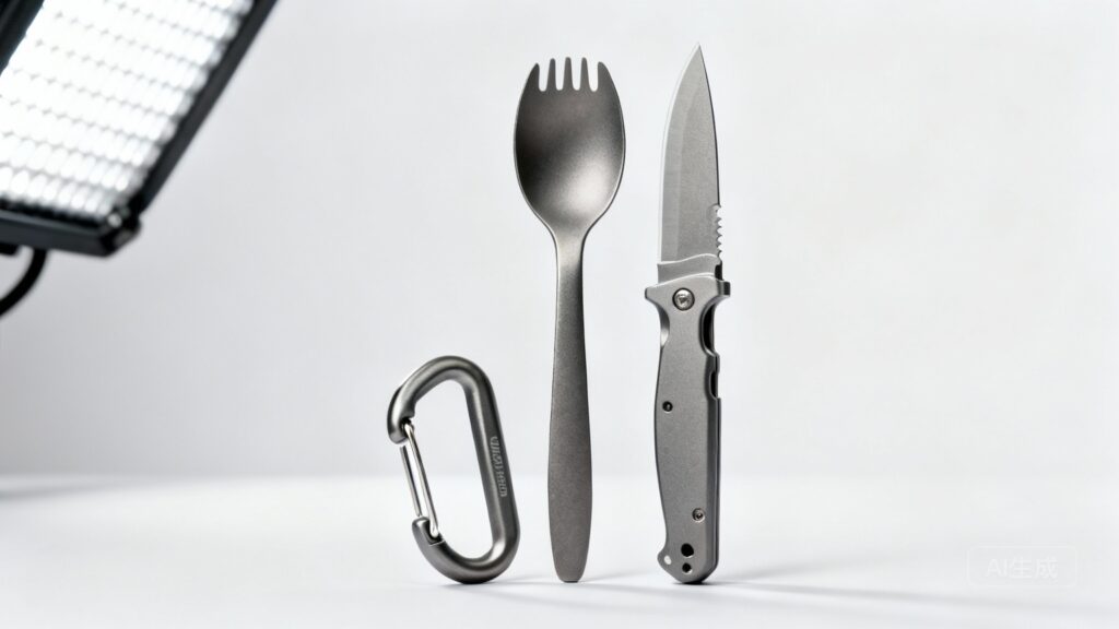 Foto de Produkto de Titanio por OEMaj Iloj de Titanio EDC (Musketiloj / Spork / Tranĉilo) - Bildo 1