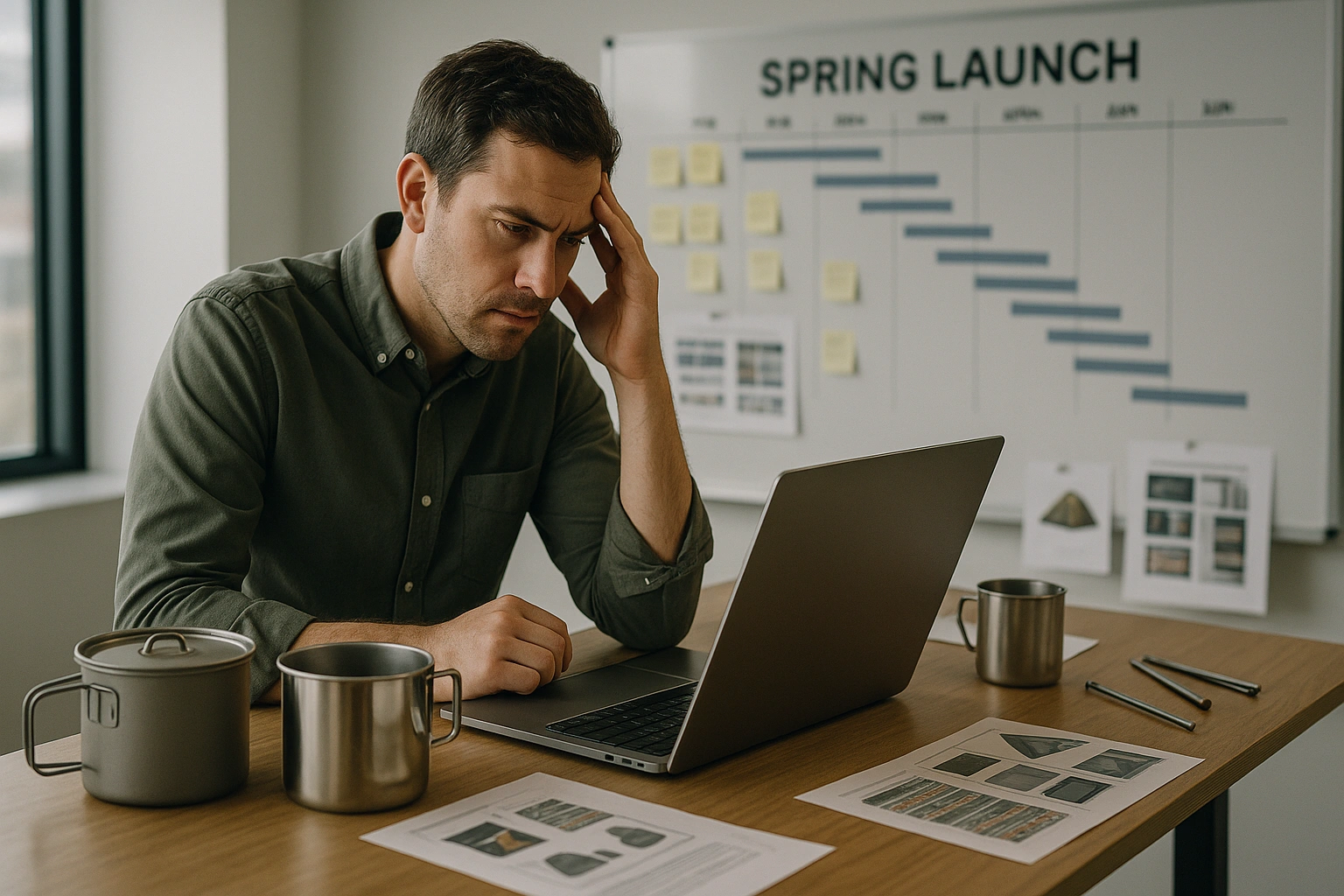 Operations team reviewing titanium versus stainless steel supply chain timeline on large screens in a dark control room