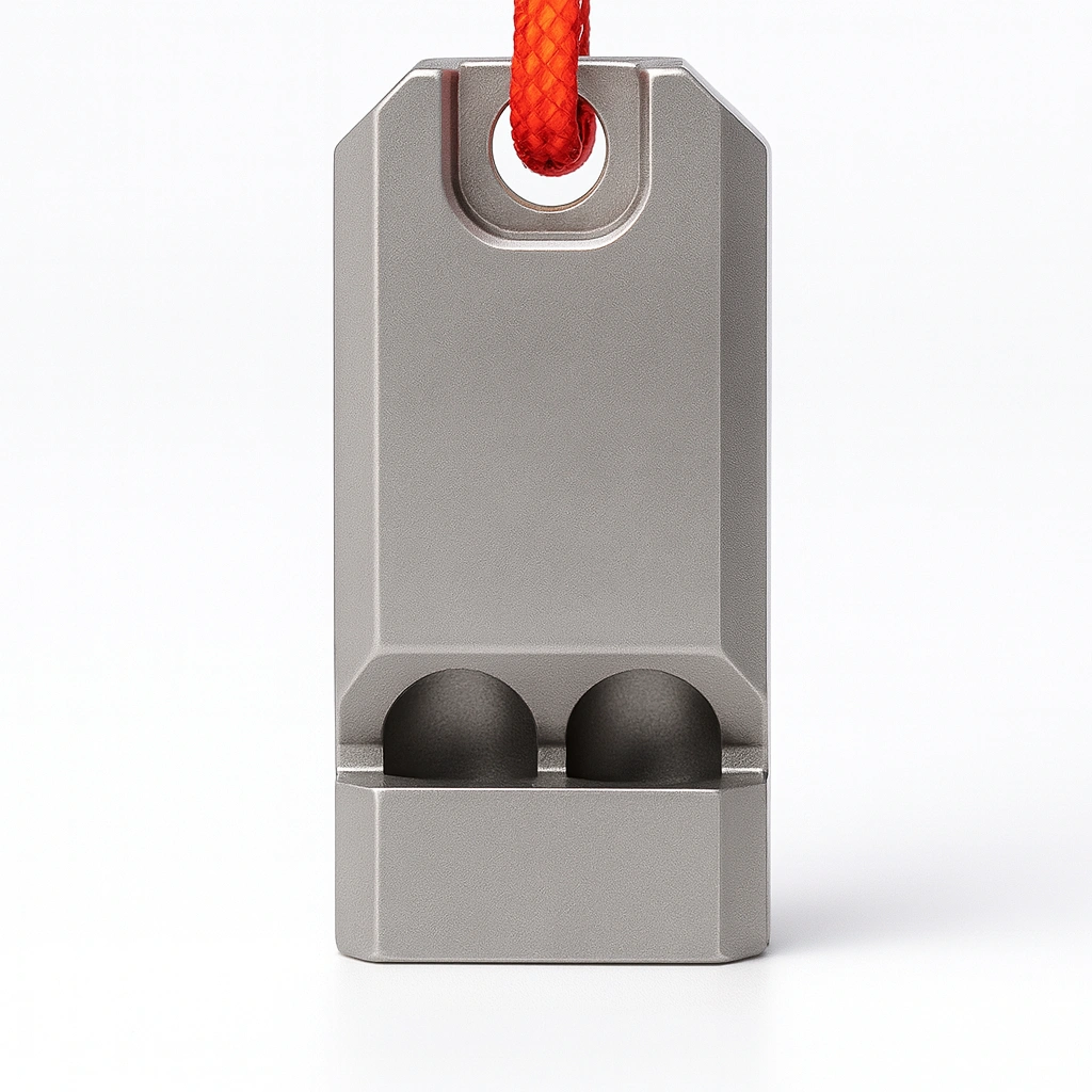 CNC machined titanium whistle dual chamber