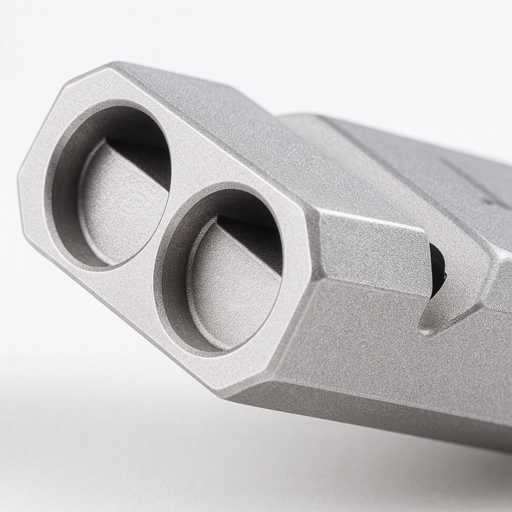 Close up titanium whistle machining details