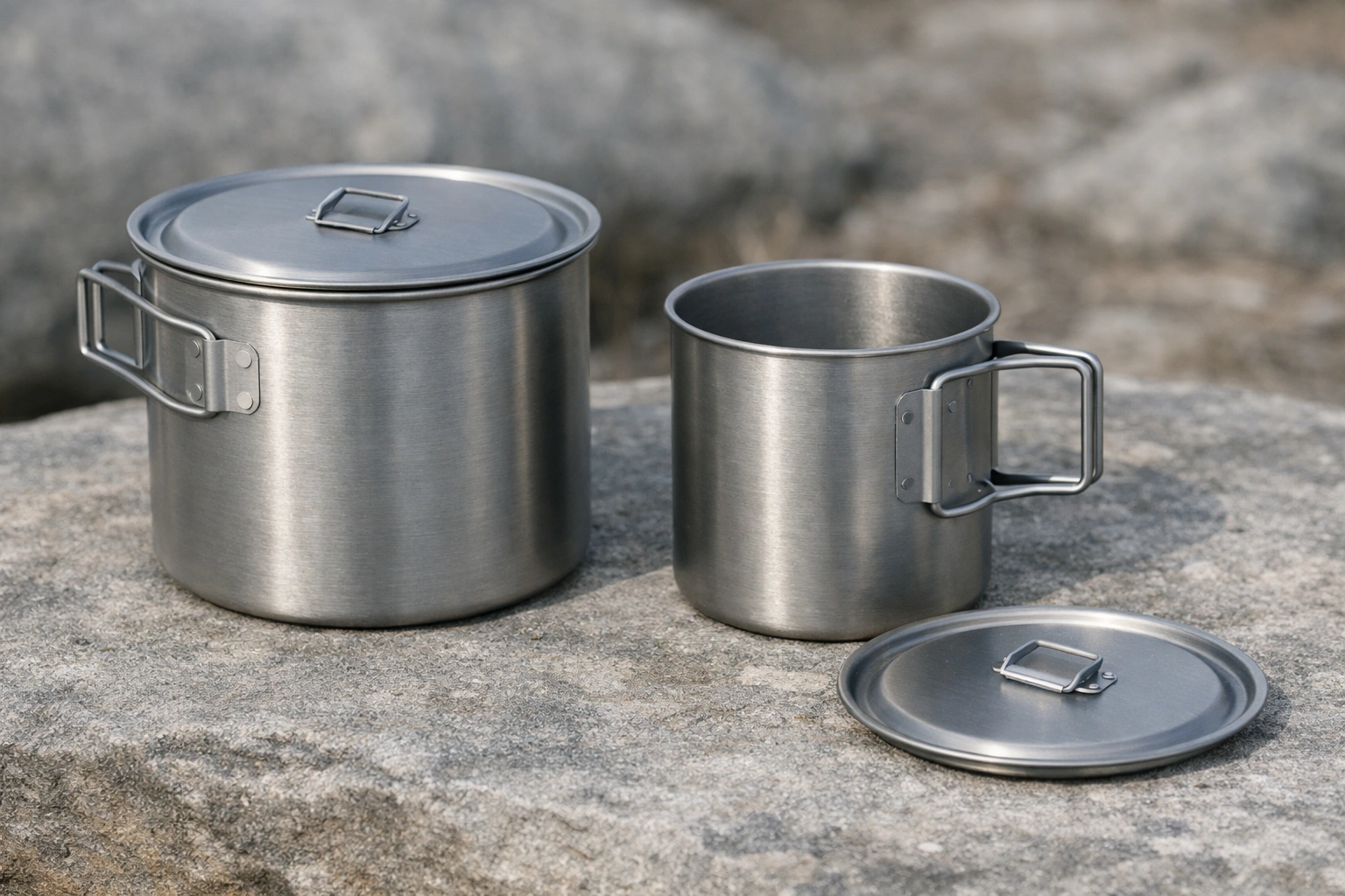 OEM için birinci sınıf ultra hafif titanyum kamp tencere seti