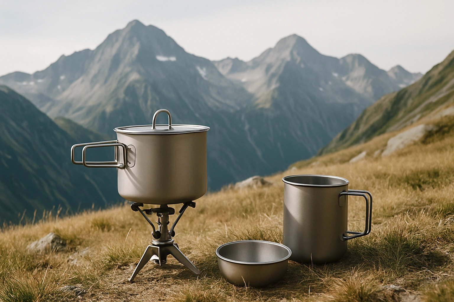Titanium Solo Ultralight Cookset for Mountain Backpacking