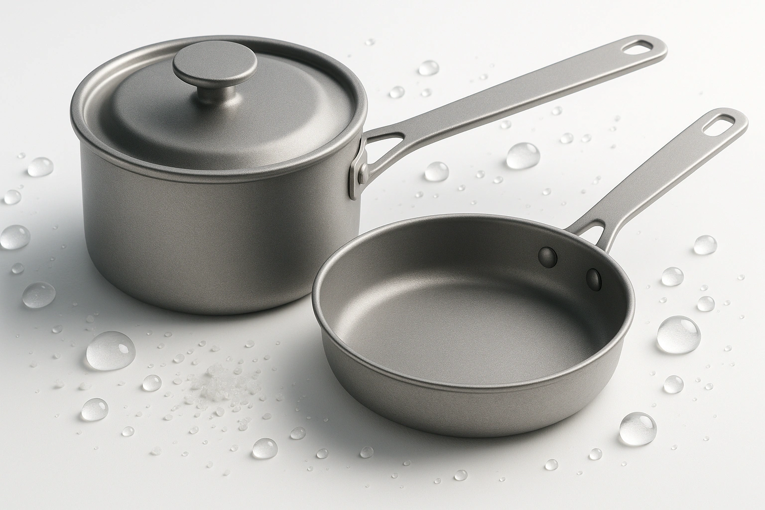 Set da cucina in titanio Pentole di grande capacità da 1,6–2 litri per gruppi di campeggio di 3–4 persone