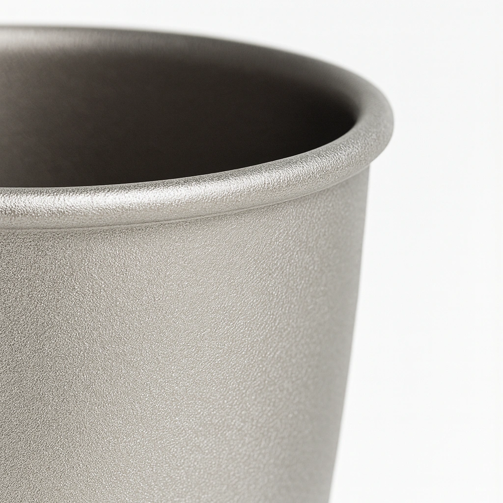 Titanium mug rim macro detail