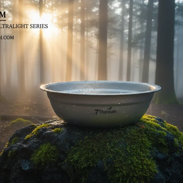 7Titanium  Titanium Bowl Rice Soup Salad Serving Bowl Ultralight Outdoor Camping Travel Durable Portable Tableware 1300Ml