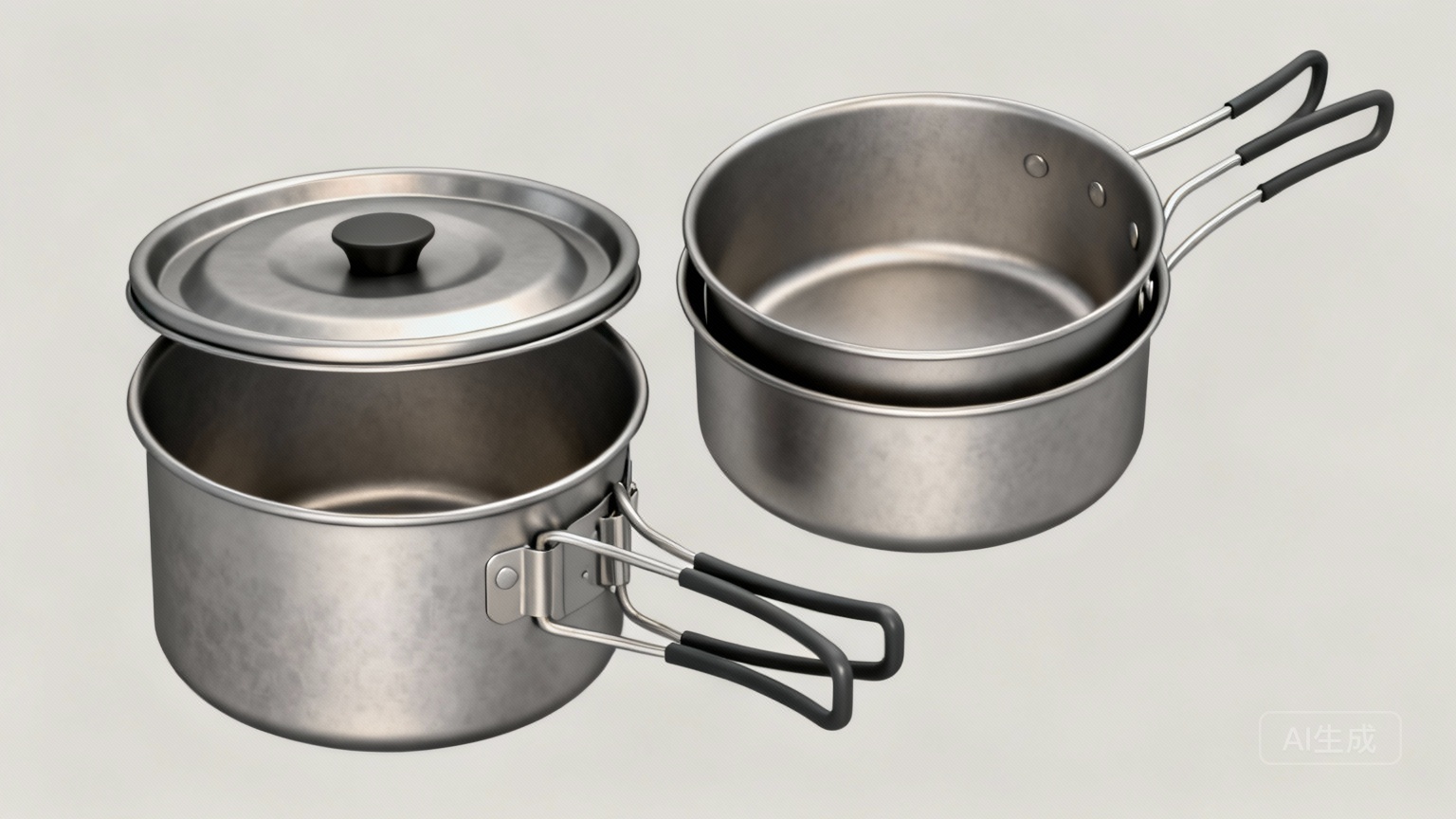 Ultraleichter Titan-Campingtopf auf einem tragbaren Herd